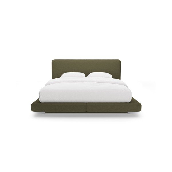 Žalios spalvos dvigulė lova audiniu dengta 140x200 cm Linea – Micadoni -image-3