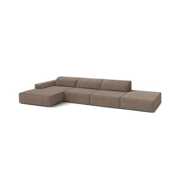 Smėlio spalvos modulinė kampinė sofa (su kairiuoju kampu/su gultu) Jodie – Micadoni 