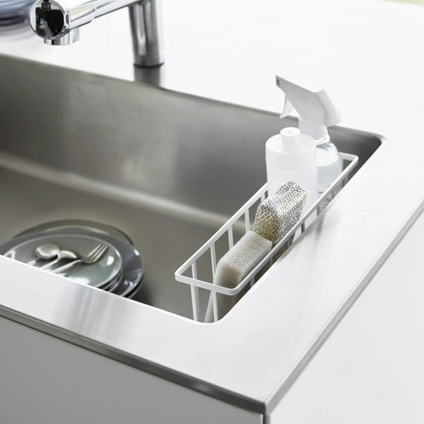 Su montavimu be gręžimo baltos spalvos iš metalo stovas skalbimo reikmenims Film Hook – YAMAZAKI-image-4