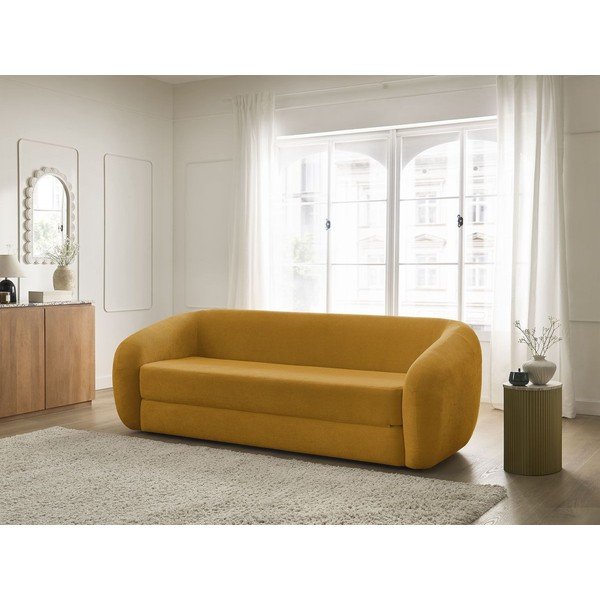 Garstyčių spalvos sulankstoma sofa iš šenilinio audinio 228 cm Neyo – Bobochic Paris-image-1