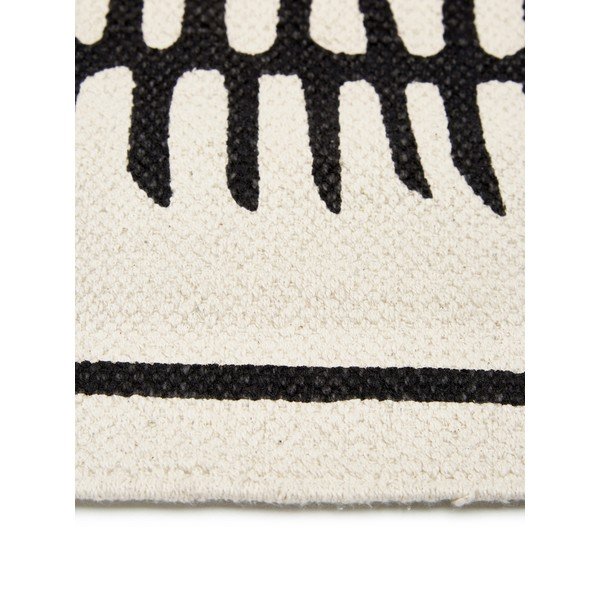 Smėlio ir juodos spalvos rankomis austas medvilninis kilimėlis Westwing Collection Rita, 70 x 140 cm-image-1
