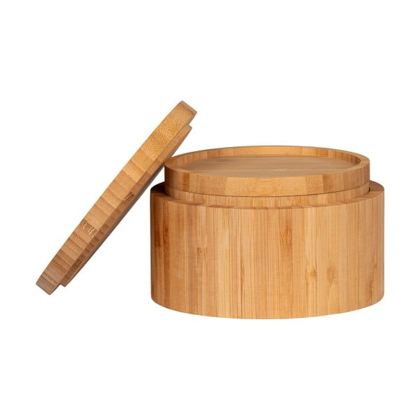 Natūralios spalvos iš bambuko daiktadėžės su dangčiu/dekoratyvinės 2 vnt. ø 15x8 cm Chefalu – House Nordic-image-1
