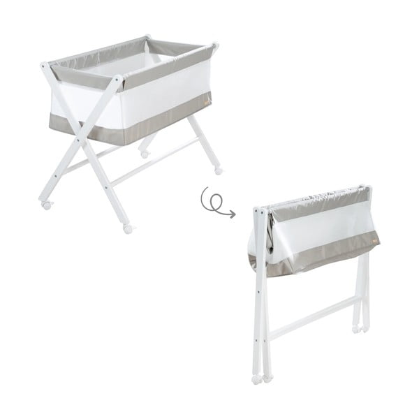 Lopšys baltos spalvos ant ratukų 90x45 cm – Roba-image-3