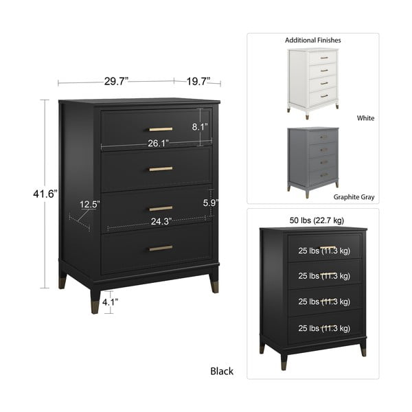 Juoda komoda CosmoLiving Cosmopolitan Westerleigh, 75 x 106 cm-image-4