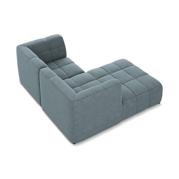 Mėlynos spalvos kampinė sofa iš boucle (su kairiuoju kampu/su gultu) Aloha – Makamii-image-4