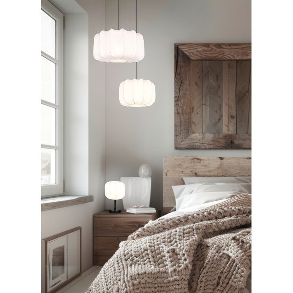 Baltos spalvos iš metalo kabantis šviestuvas ø 40 cm su tekstiliniu gaubtu Madleine – Reality-image-1