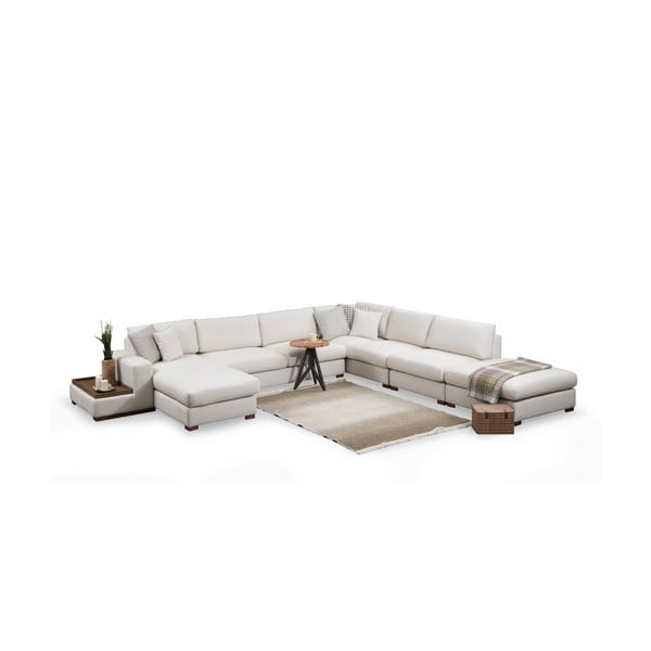 Kampinė sofa baltos spalvos („U“ formos) Loop – Balcab Home