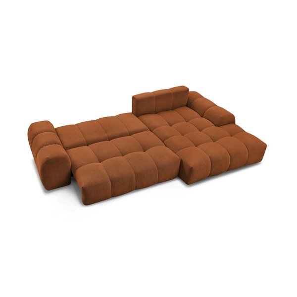 Terakotos spalvos iš šenilinio audinio sulankstoma/su sandėliavimo vieta kampinė sofa (su dešiniuoju kampu/su gultu) Everest – Bobochic Paris-image-4