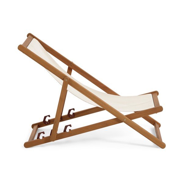 Kreminės spalvos sulankstomas paplūdimio šezlongas iš akacijos medienos Kave Home Adredna-image-3
