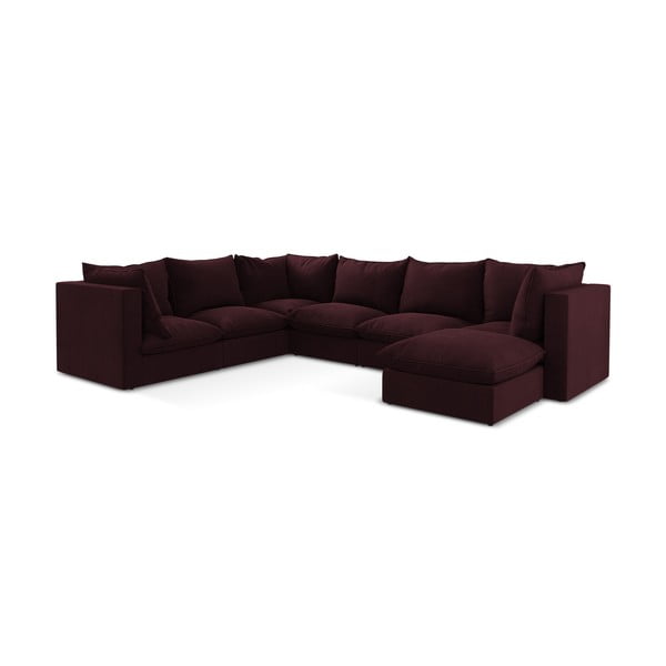 Bordo spalvos kampinė sofa (su kairiuoju kampu/„U“ formos) Manao – Makamii