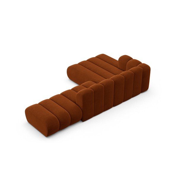 Kampinė sofa oranžinės spalvos (su kairiuoju kampu) Lupine – Micadoni Home-image-3