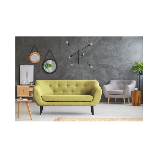 Geltonos spalvos dvivietė sofa su rudomis kojomis Mazzini Sofas Piemont-image-4