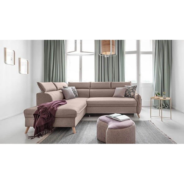 Sulankstoma kampinė sofa smėlio spalvos (su kairiuoju kampu) Sweet Harmony – Miuform-image-1