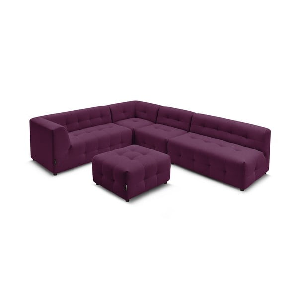 Tamsiai violetinė kampinė sofa (kairysis kampas) Kleber - Bobochic Paris-image-4