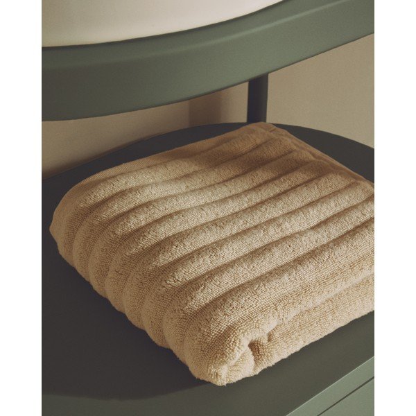 Smėlio spalvos iš frote audinio iš medvilnės rankšluostis 50x90 cm Navira – Kave Home-image-3