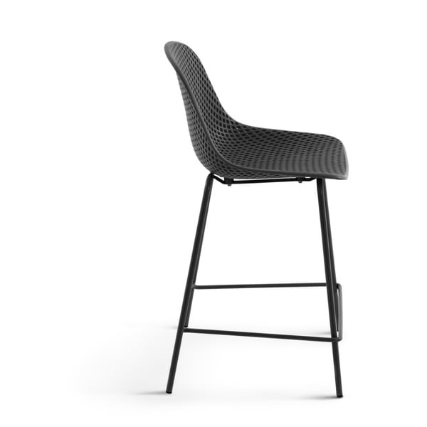 Tamsiai pilkos spalvos metalinė/plastikinė sodo baro taburetė Quinby – Kave Home-image-2