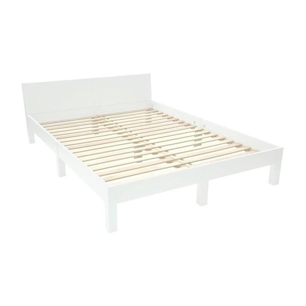 Balta dvigulė lova iš buko medienos su grotelėmis 160x200 cm Dabi - Ragaba