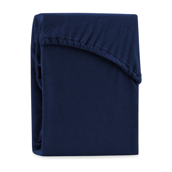AmeliaHome Rubino tamsiai mėlynos spalvos elastinga paklodė su dideliu kiekiu medvilnės, 80/90 x 200 cm-image-2