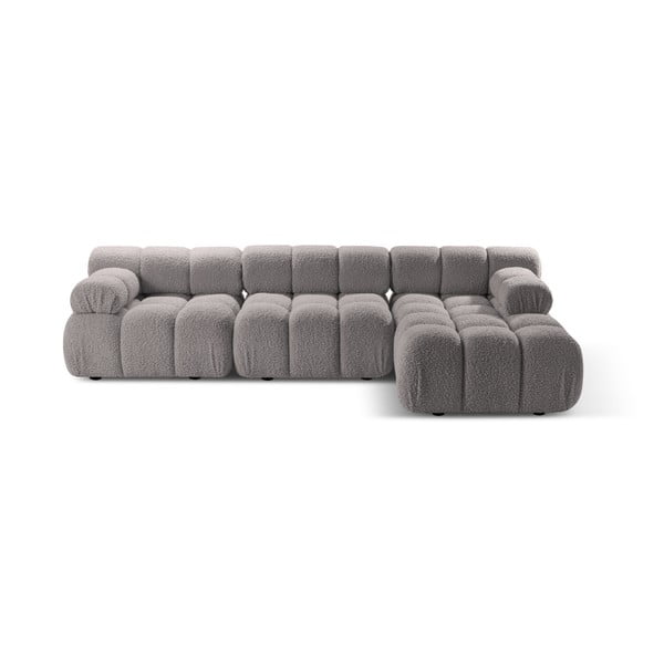 Iš boucle modulinė kampinė sofa šviesiai pilkos spalvos (su dešiniuoju kampu) Bellis – Micadoni Home