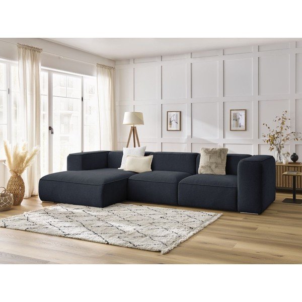 Iš boucle kampinė sofa tamsiai mėlynos spalvos (su kairiuoju kampu) Zephyr – Bobochic Paris-image-1