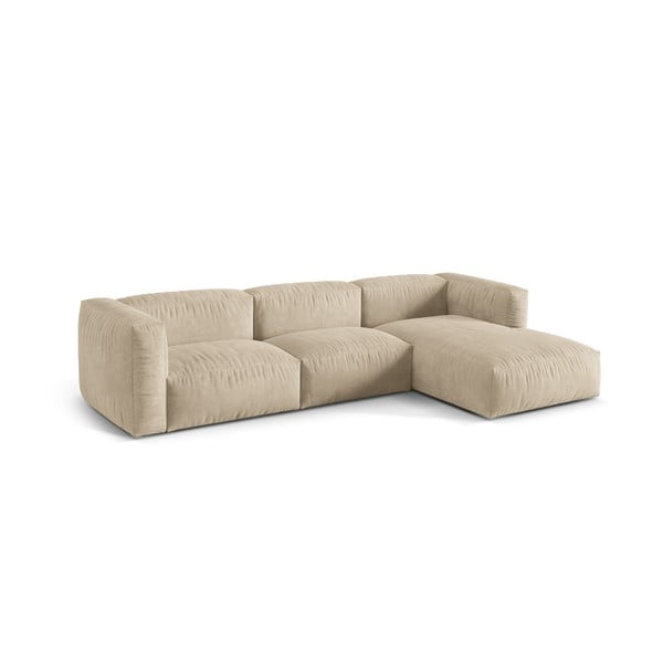 Smėlio spalvos iš velveto modulinė kampinė sofa (su dešiniuoju kampu/su gultu) Martina – Micadoni -image-3