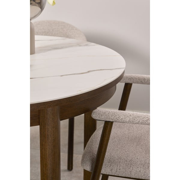 Iš keraminės plokštės apvalios formos prailginamas valgomojo stalas ø 120 cm Southampton – Actona-image-2