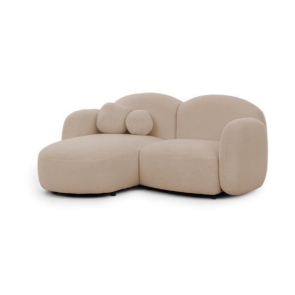Šviesiai rudos spalvos kampinė sofa iš boucle (su kairiuoju kampu/su gultu) Orbit – Ropez