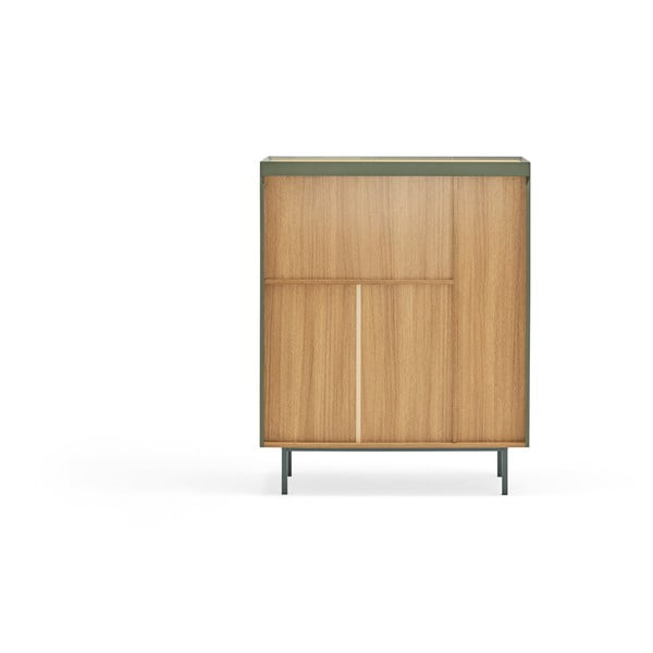 Aukšta šoninė spintelė žalios spalvos iš ąžuolo 95x120 cm Arista – Teulat-image-4