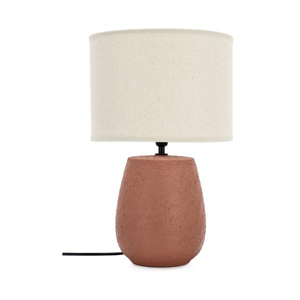 Terakotos spalvos iš keramikos stalinis šviestuvas (aukštis 41,5 cm) su tekstiliniu gaubtu Irvin – Yes Everyday