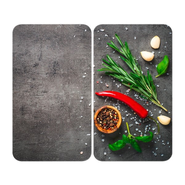 2 viryklių dangčiai iš grūdinto stiklo 52x30 cm Rosemary - Maximex