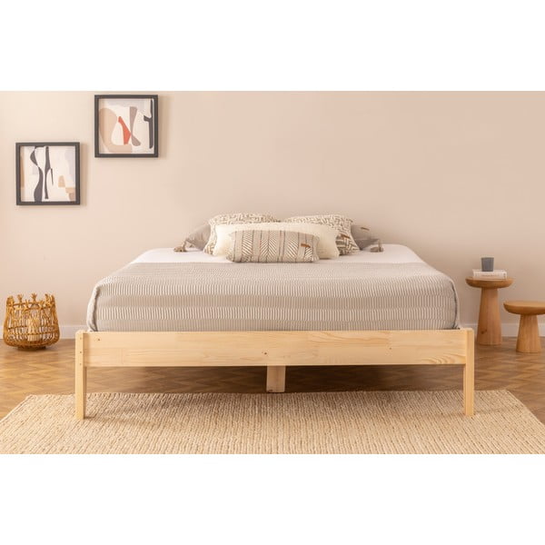 Iš eglės medžio masyvo dvigulė lova natūralios spalvos su lovos grotelėmis 180x200 cm Galaksi – Kalune Design-image-2