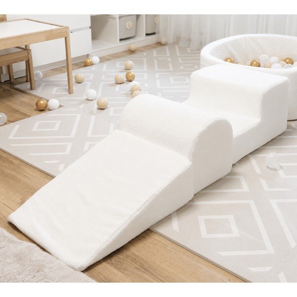 Baltos spalvos iš boucle putų žaidimų aikštelė 3 vnt. aukštis 30 cm 45x143 cm – Meowbaby-image-1