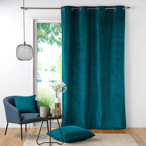 Iš kordinio velveto užuolaida mėlynos spalvos 140x260 cm Casual – douceur d'intérieur-image-2