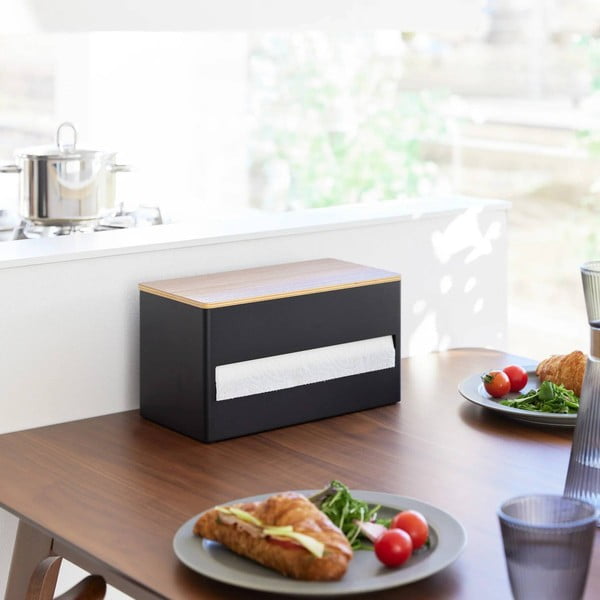 Juodos spalvos iš metalo popierinio rankšluosčio stovas Rin – YAMAZAKI-image-1