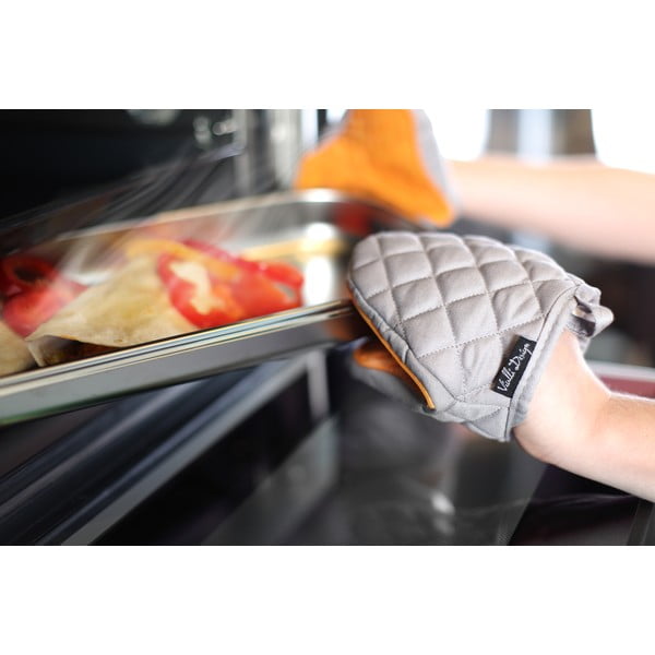 Oranžinės ir pilkos spalvos medvilninė puodynė su silikonu "Vialli" dizainas-image-1