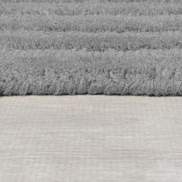 Rankų darbo pilkos spalvos iš vilnos kilimas 160x230 cm Zen Rectangles – Flair Rugs-image-4