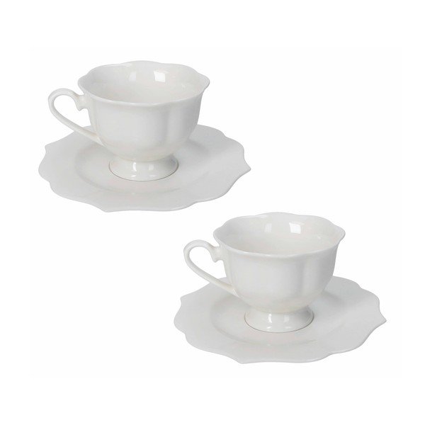 Baltos spalvos iš Kinijos kaulinio porceliano puodeliai 2 vnt. 170 ml Queen – Brandani