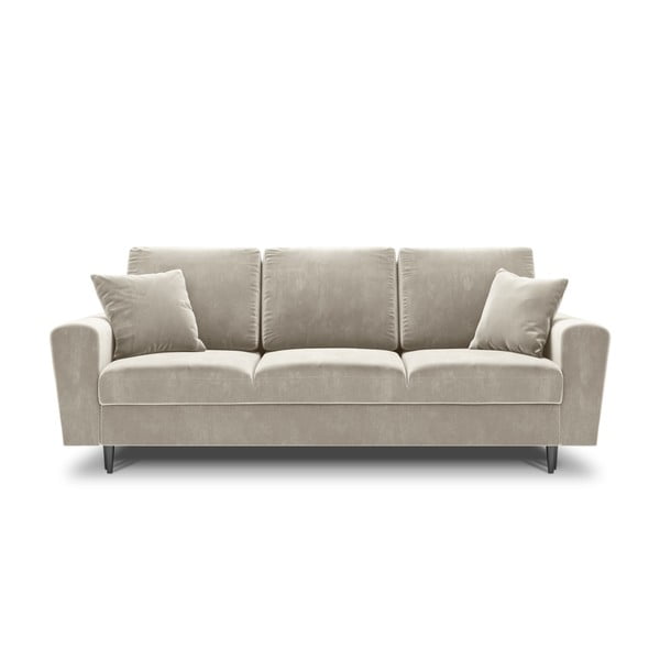 Smėlio spalvos iš velveto sulankstoma/su sandėliavimo vieta sofa 235 cm Kyoto – Cosmopolitan Design