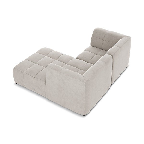 Smėlio spalvos kampinė sofa iš velveto (su dešiniuoju kampu/su gultu) Aloha – Makamii-image-4