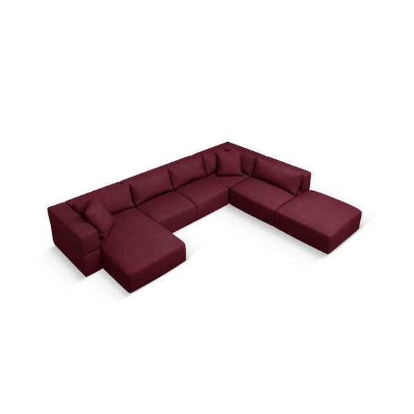 Kampinė sofa bordo spalvos (su dešiniuoju kampu/„U“ formos) Esther – Milo Casa-image-2