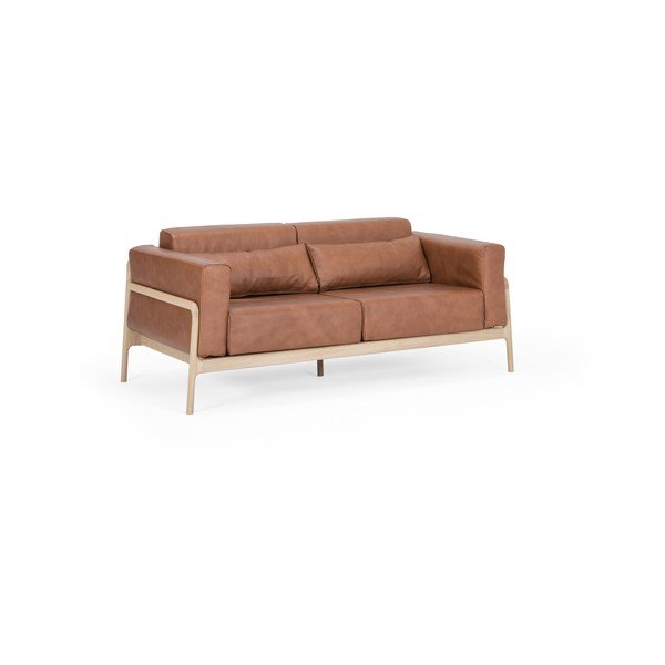 Ruda buivolo odos sofa su ąžuolo masyvo konstrukcija Gazzda Fawn, 180 cm-image-2