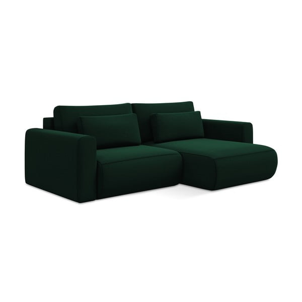 Žalios spalvos iš velveto sulankstoma/su sandėliavimo vieta kampinė sofa (su dešiniuoju kampu/su gultu) Kapua – Makamii-image-3