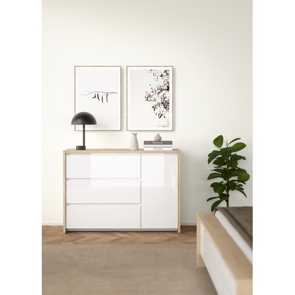 Baltos spalvos/natūralios spalvos šoninė spintelė iš ąžuolo 119x84x48 cm Next – Tvilum-image-1