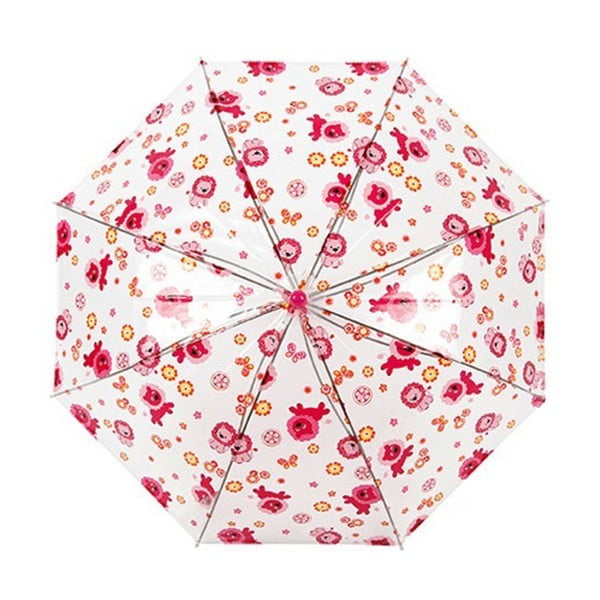 Vaikiškas permatomas plikas skėtis su rožinėmis detalėmis "Ambiance Doppler", ⌀ 70 cm