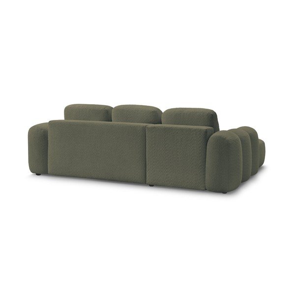 Žalios spalvos sulankstoma/su sandėliavimo vieta kampinė sofa iš boucle (su kairiuoju kampu/su gultu) Montaigne – Bobochic Paris-image-4