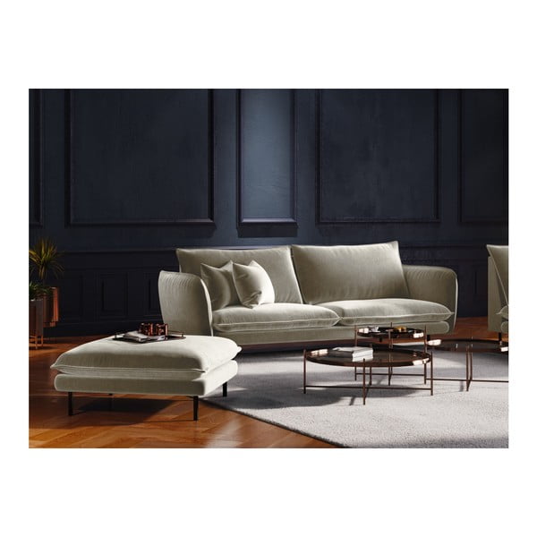 Smėlio spalvos aksominis pufas Cosmopolitan Design Vienna, 100 x 80 cm-image-3