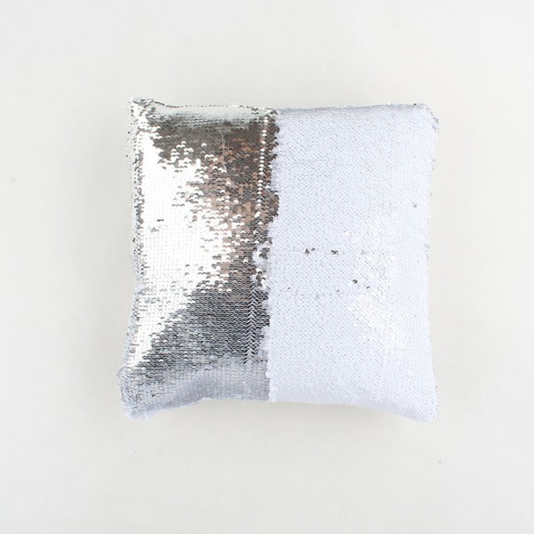Balta ir sidabrinė pagalvė su Dakls blizgučiais, 40 x 40 cm