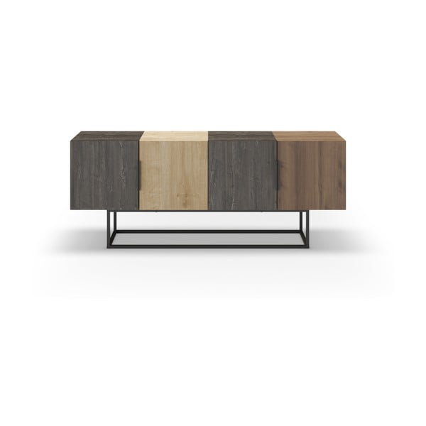 TV spintelė rudos spalvos/natūralios spalvos iš ąžuolo 140x55 cm Titan – Marckeric