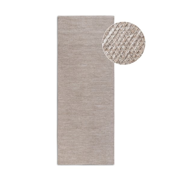 Rankų darbo iš vilnos mišinio kilimas smėlio spalvos 80x200 cm Pradesh Linen White – Elle Decoration