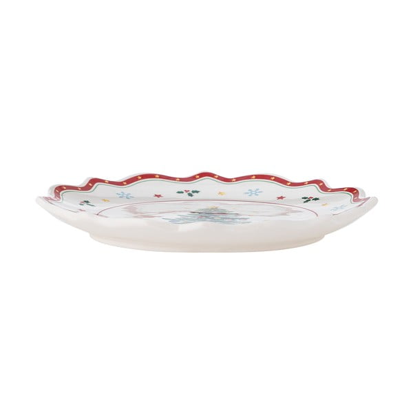Raudonos spalvos/kreminės spalvos skirta serviravimui iš keramikos lėkštė su Kalėdų motyvu ø 17 cm Naive – Bloomingville-image-3